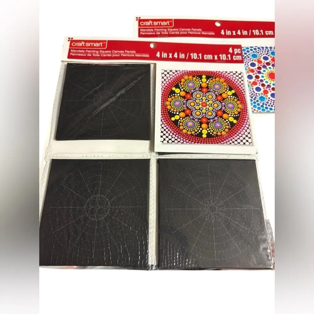 2 Mandala Dot Art Canvas Sets‎